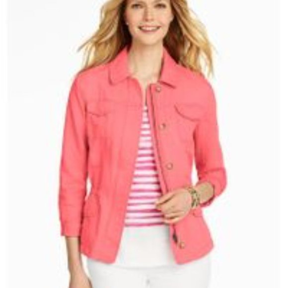 Talbots Jackets & Blazers - Talbots Petites Safari Jacket Coral Medium NWT